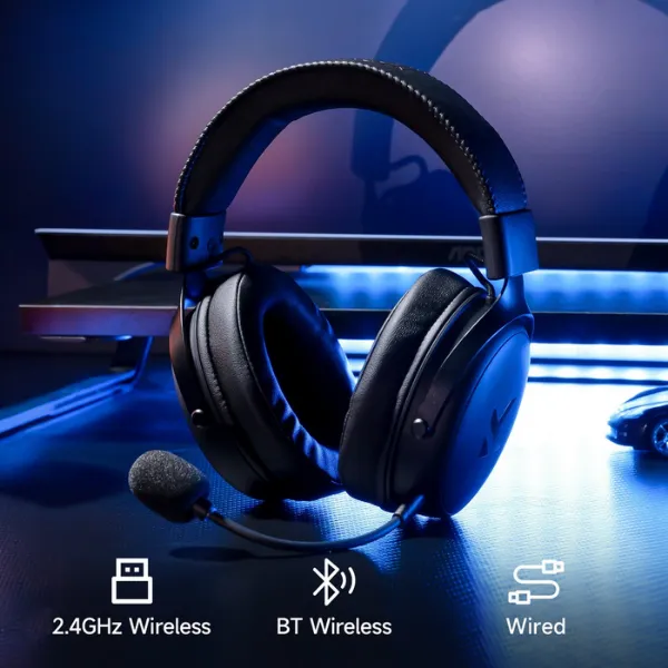 Tai nghe Gaming MCHOSE V9 Pro Wireless Black Red – Tri-mode, 53mm Blo-Diaphragm, Pin 2000mAh tại GiaPhong Computer