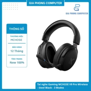 Tai nghe Gaming MCHOSE V9 Pro Wireless - Steel Black - 3 Modes