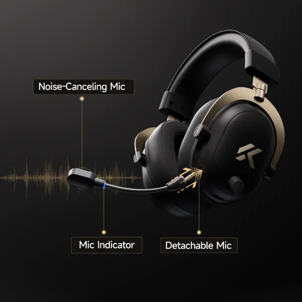 Tai nghe Gaming MCHOSE V9 Turbo+ Wireless - Black Gold - 3 Modes
