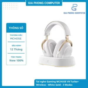 Tai nghe Gaming MCHOSE V9 Turbo+ Wireless - White Gold - 3 Modes