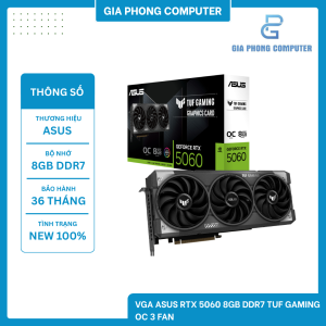VGA ASUS RTX 5060 8GB DDR7 TUF GAMING OC 3 FAN