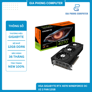 VGA GIGABYTE RTX 4070 WINDFORCE OC V2 2 FAN 12GB