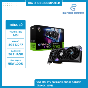 VGA MSI RTX 5060 8GB GDDR7 GAMING TRIO OC 3 FAN