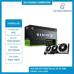 VGA MSI RTX 5060 Ventus 3X OC 8GB GDDR7 3 Fan NEW 1