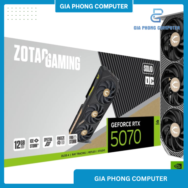 VGA ZOTAC RTX 5070 12GB DDR7 GAMING SOLID OC 3 FAN