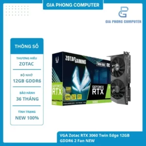 VGA Zotac RTX 3060 Twin Edge 12GB GDDR6 2 Fan NEW