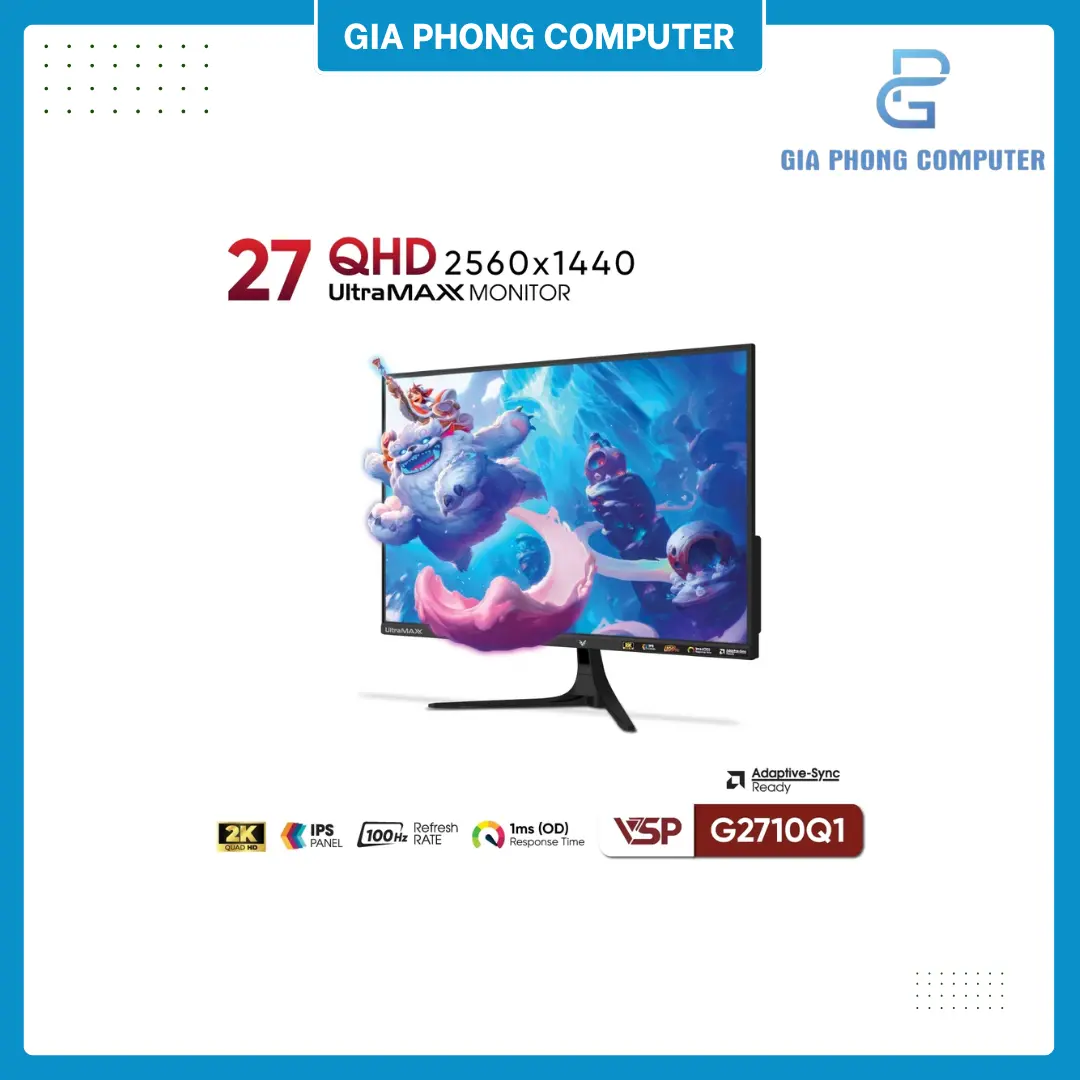 Màn Hình Văn Phòng VSP G2710Q1 | 27 inch, 2K, IPS, 100Hz, 1ms, Đen