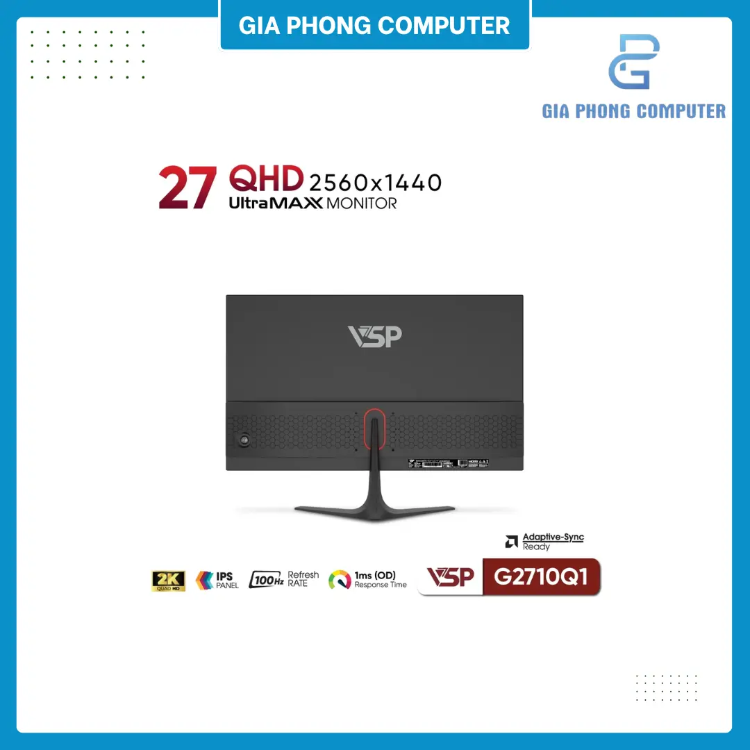 Màn Hình Văn Phòng VSP G2710Q1 | 27 inch, 2K, IPS, 100Hz, 1ms, Đen