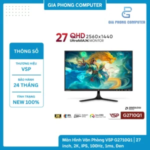 Màn Hình Văn Phòng VSP G2710Q1 | 27 inch, 2K, IPS, 100Hz, 1ms, Đen
