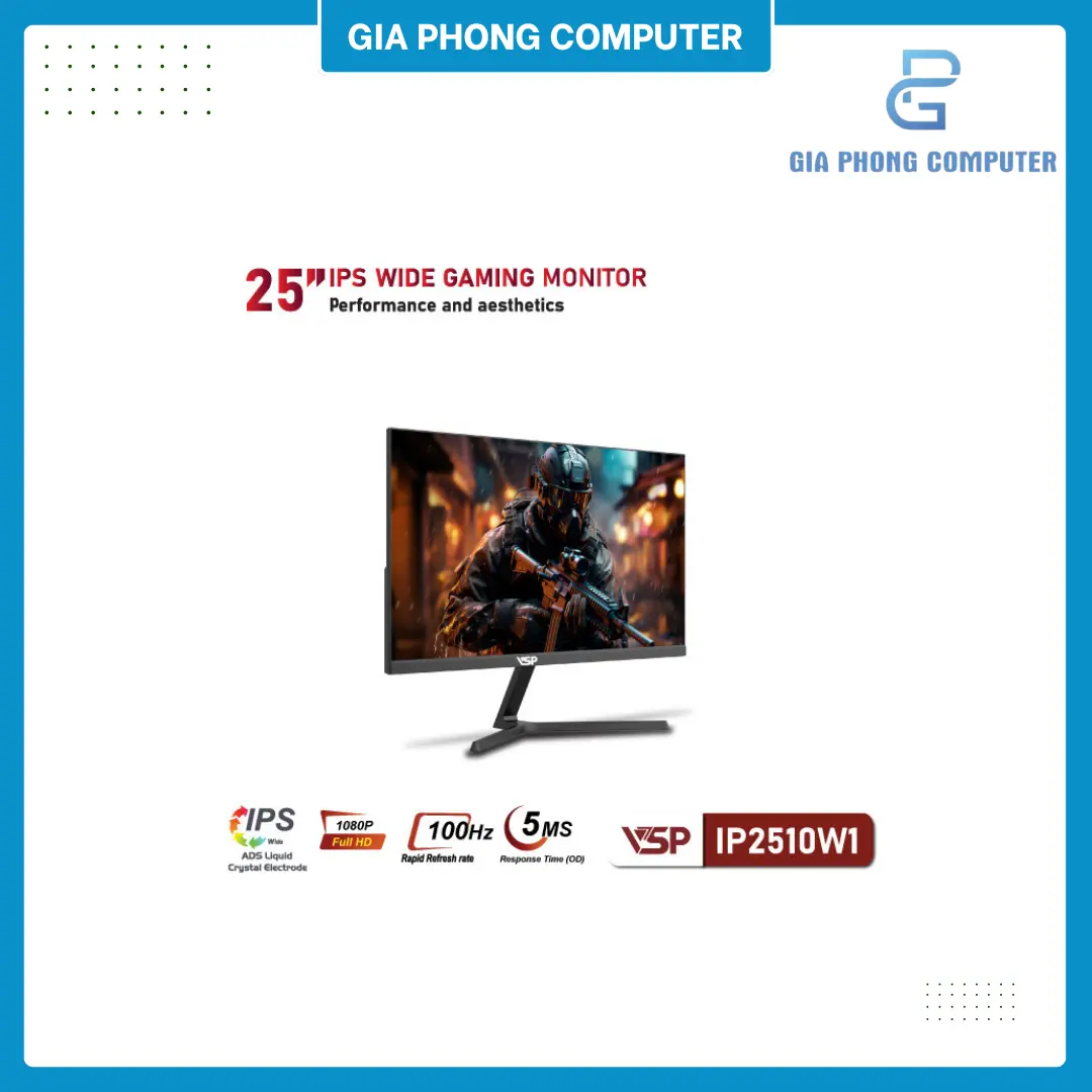 Màn hình phẳng Đen VSP IP2510W1 25'' FHD IPS 100Hz 5ms