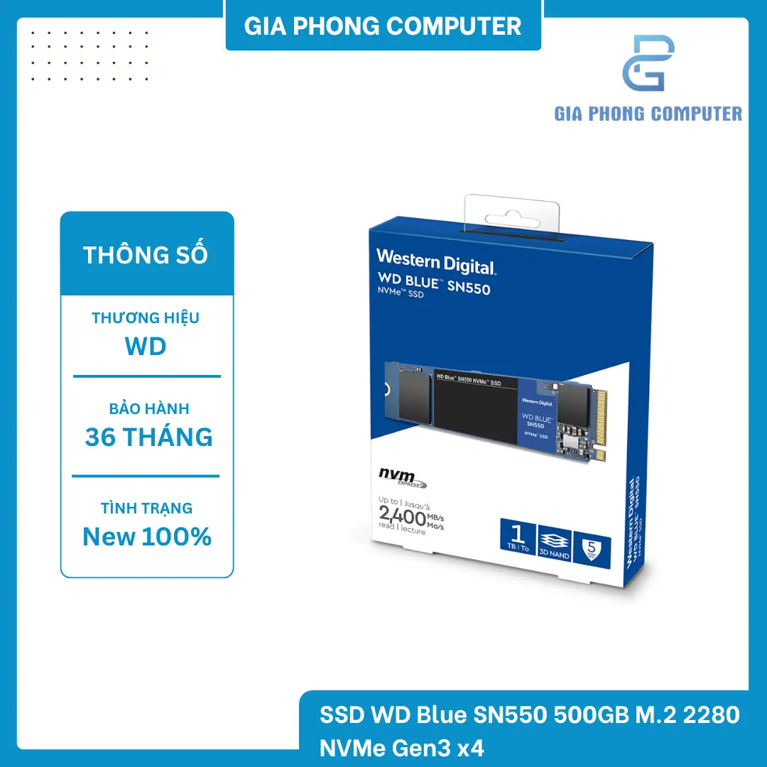 SSD WD Blue SN550 500GB M.2 2280 NVMe Gen3 x4