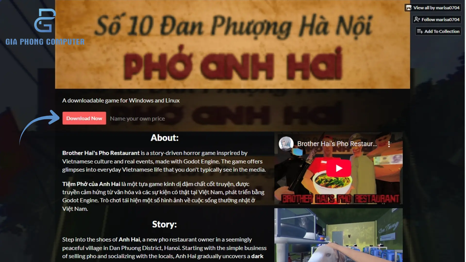cách tải game Phở Anh Hai