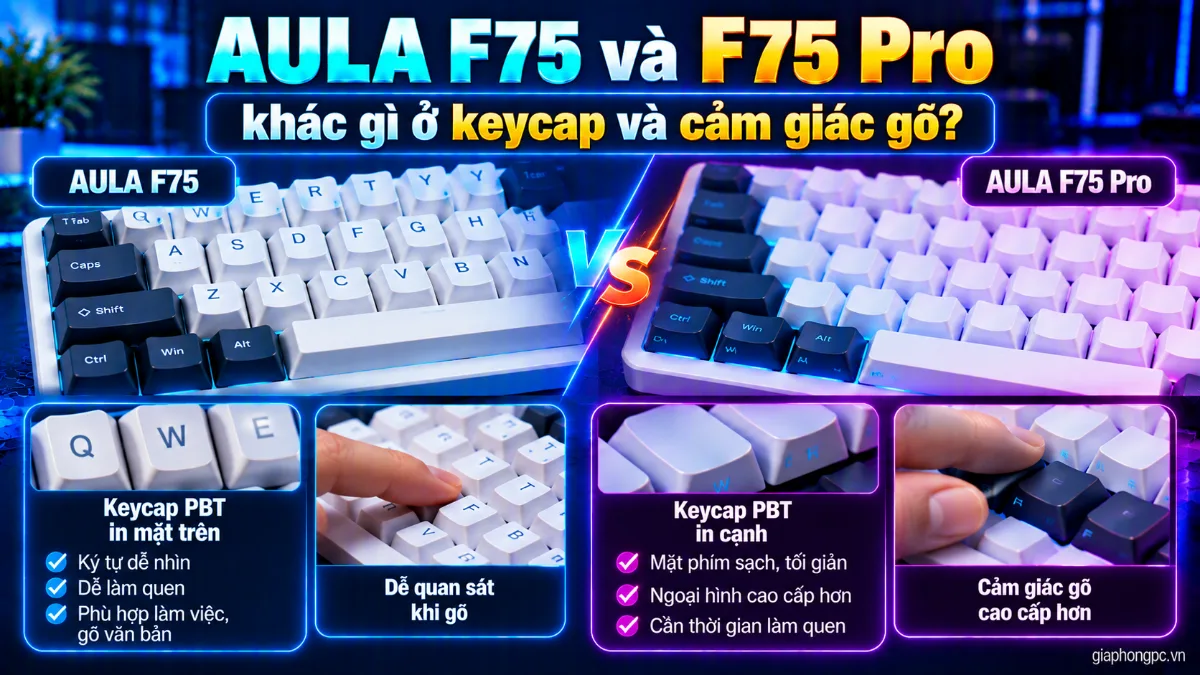 AULA F75 và F75 Pro khác gì ở keycap và cảm giác gõ