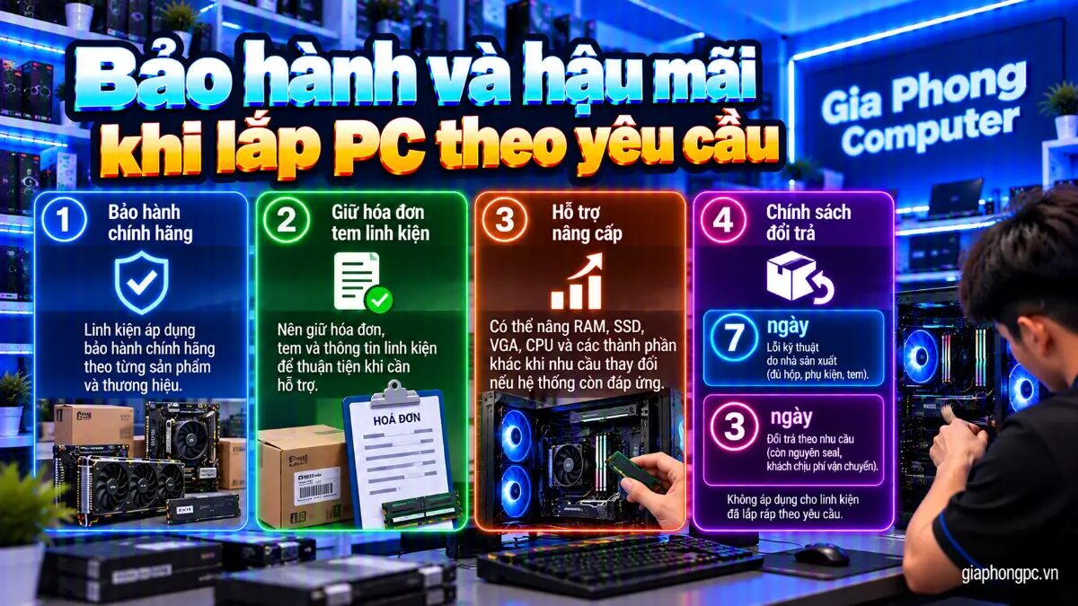 Bảo hành và hậu mãi khi lắp PC theo yêu cầu