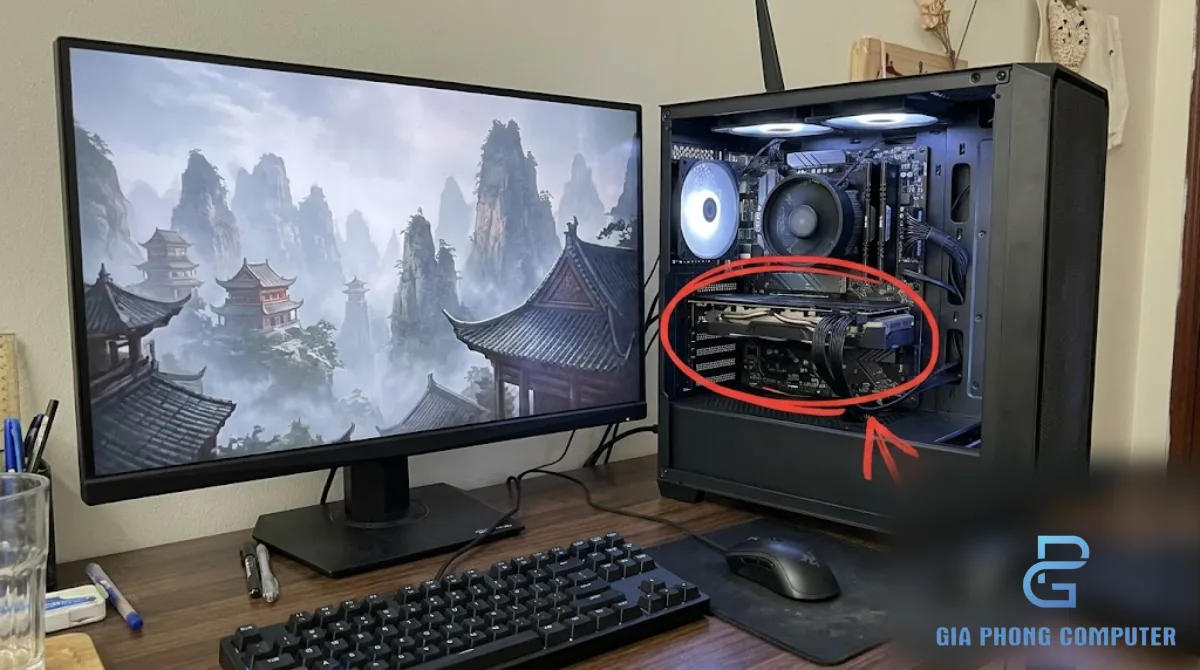 Máy tính chơi Black Myth Wukong với card đồ họa GTX 1060 và màn hình Full HD