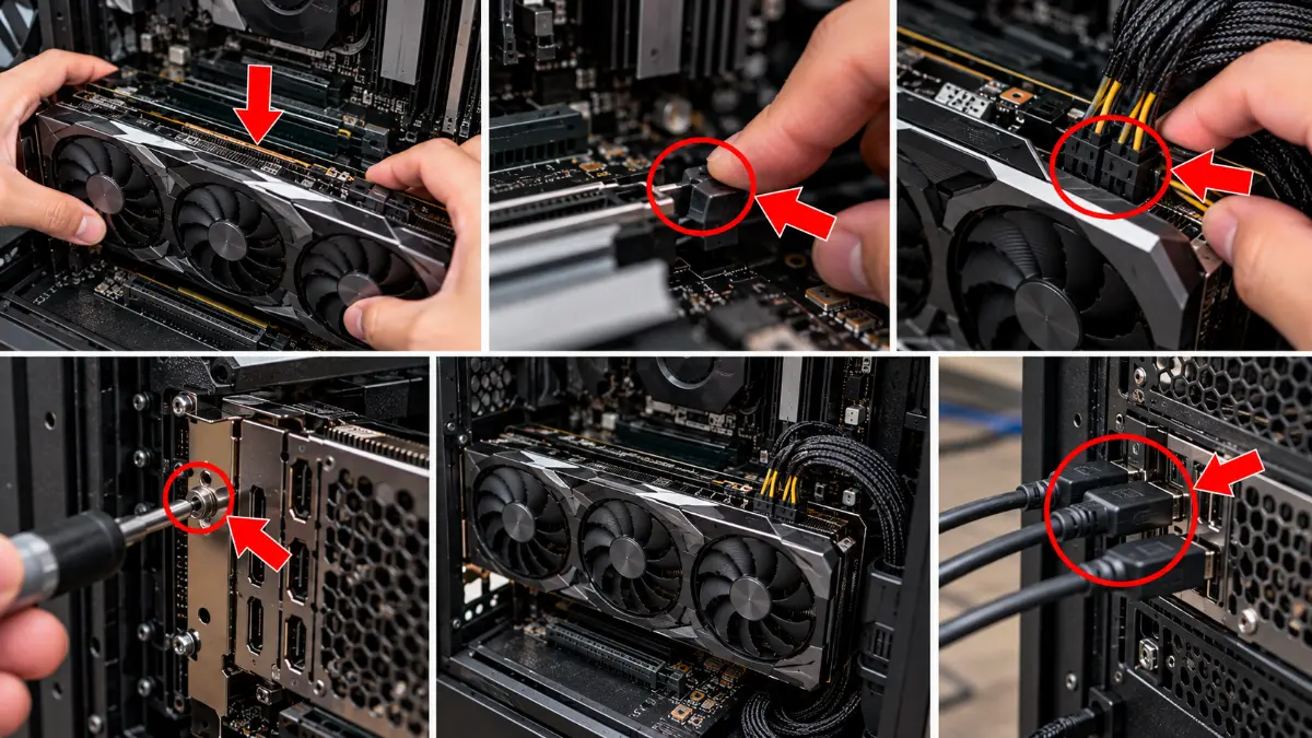 Bước 10: Lắp VGA vào máy và kiểm tra kết nối – thay keo tản nhiệt VGA