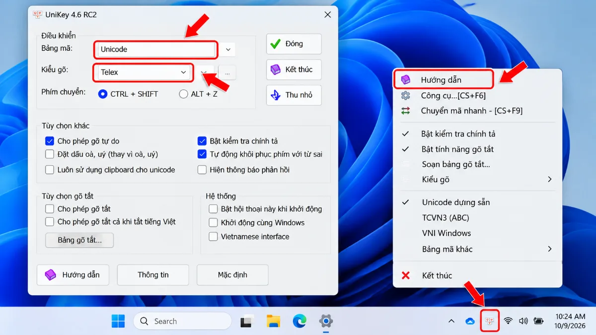 Bước 4: Kiểm tra UniKey hoặc EVKey khi gõ tiếng Việt bị lỗi – bàn phím laptop gõ ra số