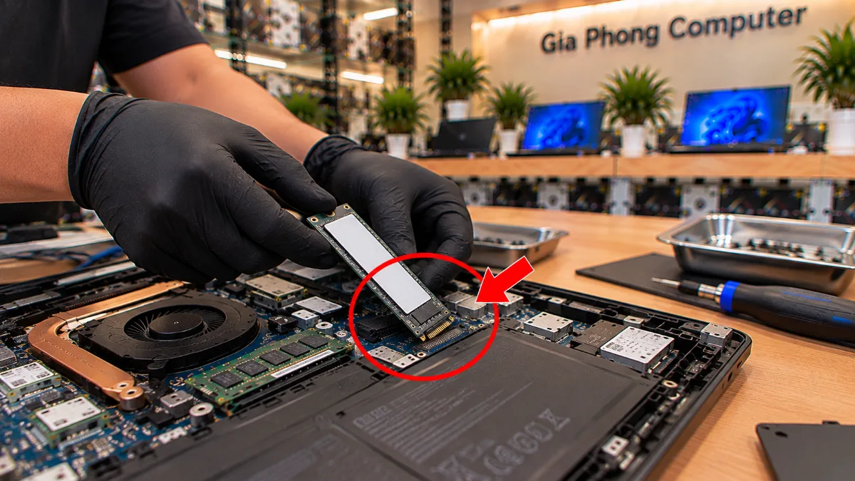 Bước 5: Tháo ổ cũ và lắp SSD mới – nâng cấp SSD laptop TPHCM
