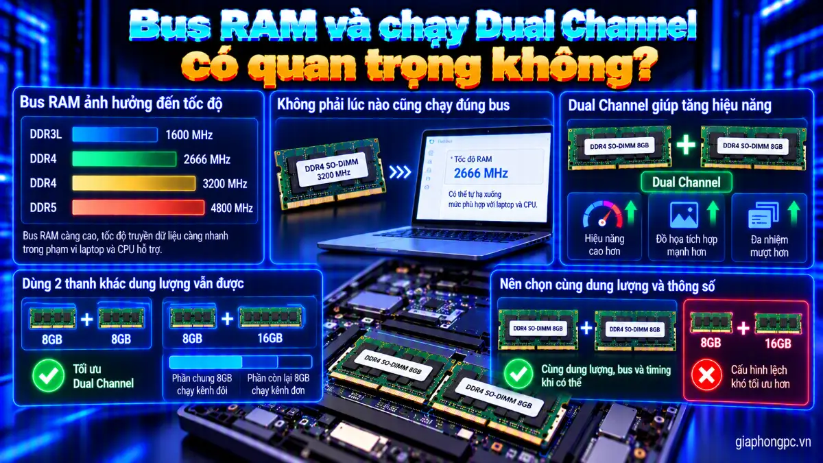 Bus RAM và chạy Dual Channel laptop