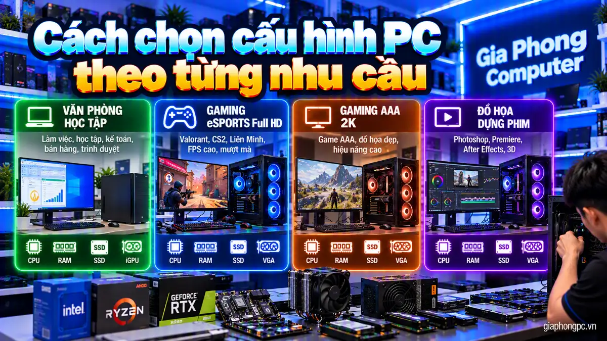 Cách chọn cấu hình PC theo từng nhu cầu