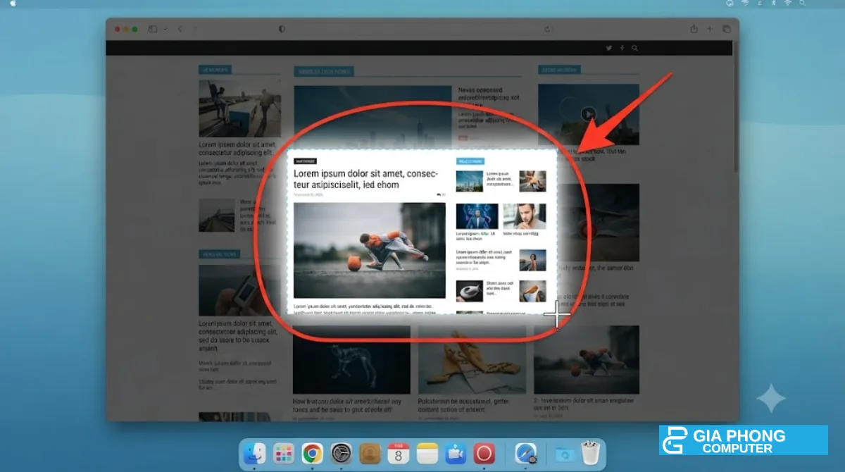 Kéo chọn vùng chụp màn hình trên Mac