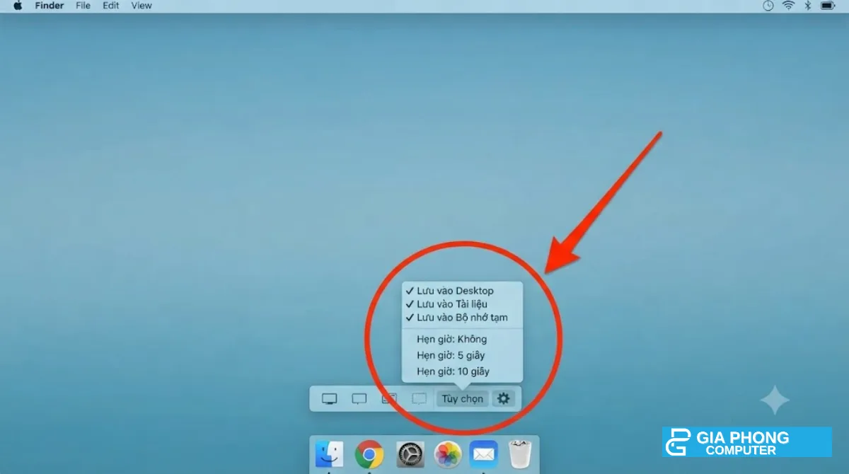 Tùy chọn nơi lưu ảnh chụp màn hình Mac