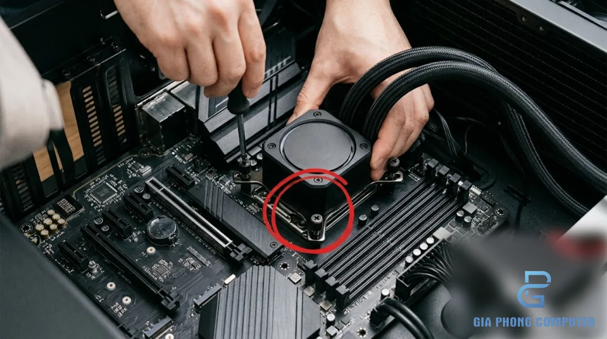 CPU desktop và bo mạch chủ trên bàn kỹ thuật dành cho PC dựng hình 3D