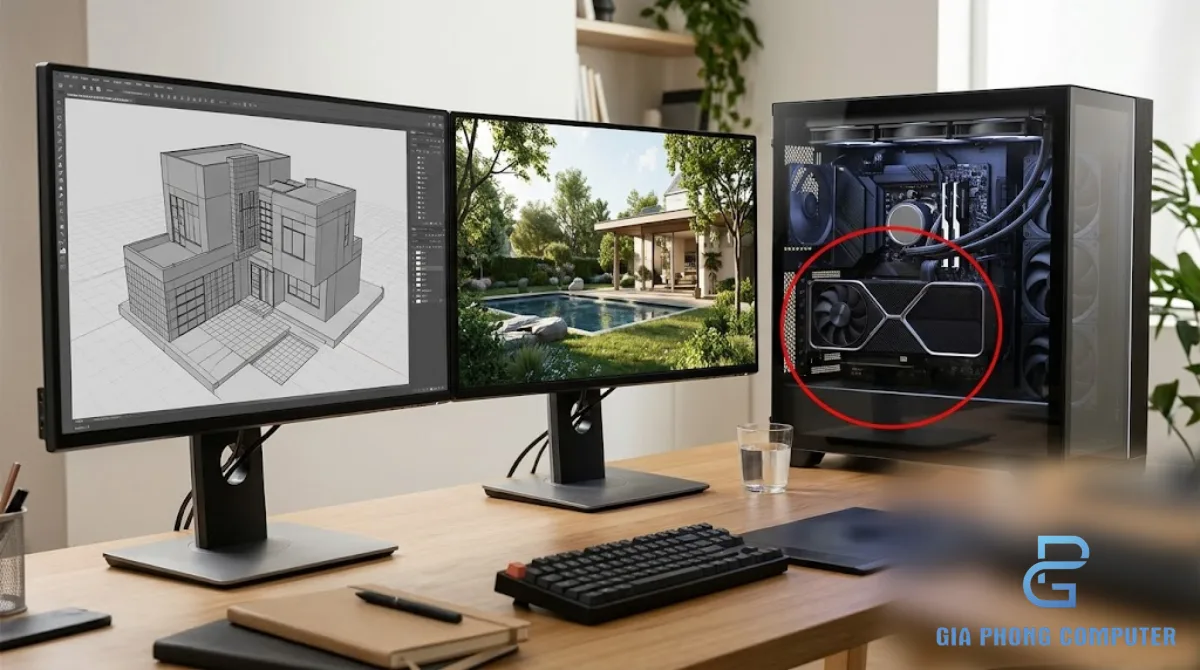 Cấu hình PC chạy 3ds Max và Lumion cho công việc dựng hình kiến trúc năm 2026