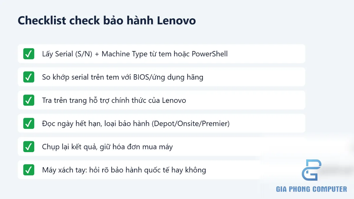 Checklist kiểm tra bảo hành và tình trạng laptop Lenovo trước khi mua