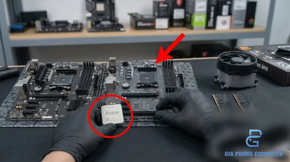 Kỹ thuật viên lựa chọn CPU Ryzen cho main A520 trong cấu hình PC văn phòng và chơi game
