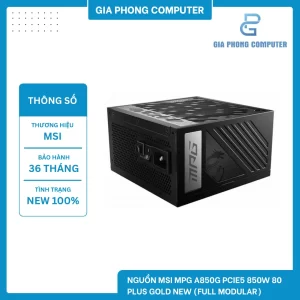 NGUỒN MSI MPG A850G PCIE5 850W 80 PLUS GOLD NEW (FULL MODULAR)
