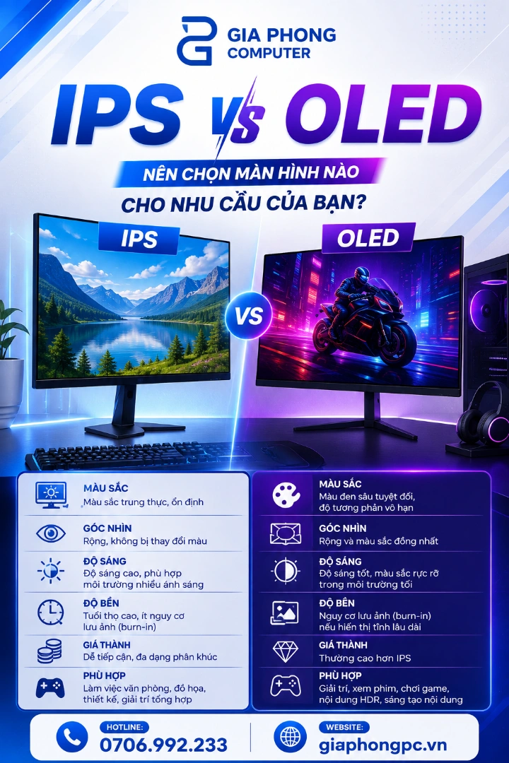 IPS vs OLED: Nên Chọn Màn Hình Nào Cho Nhu Cầu Của Bạn?