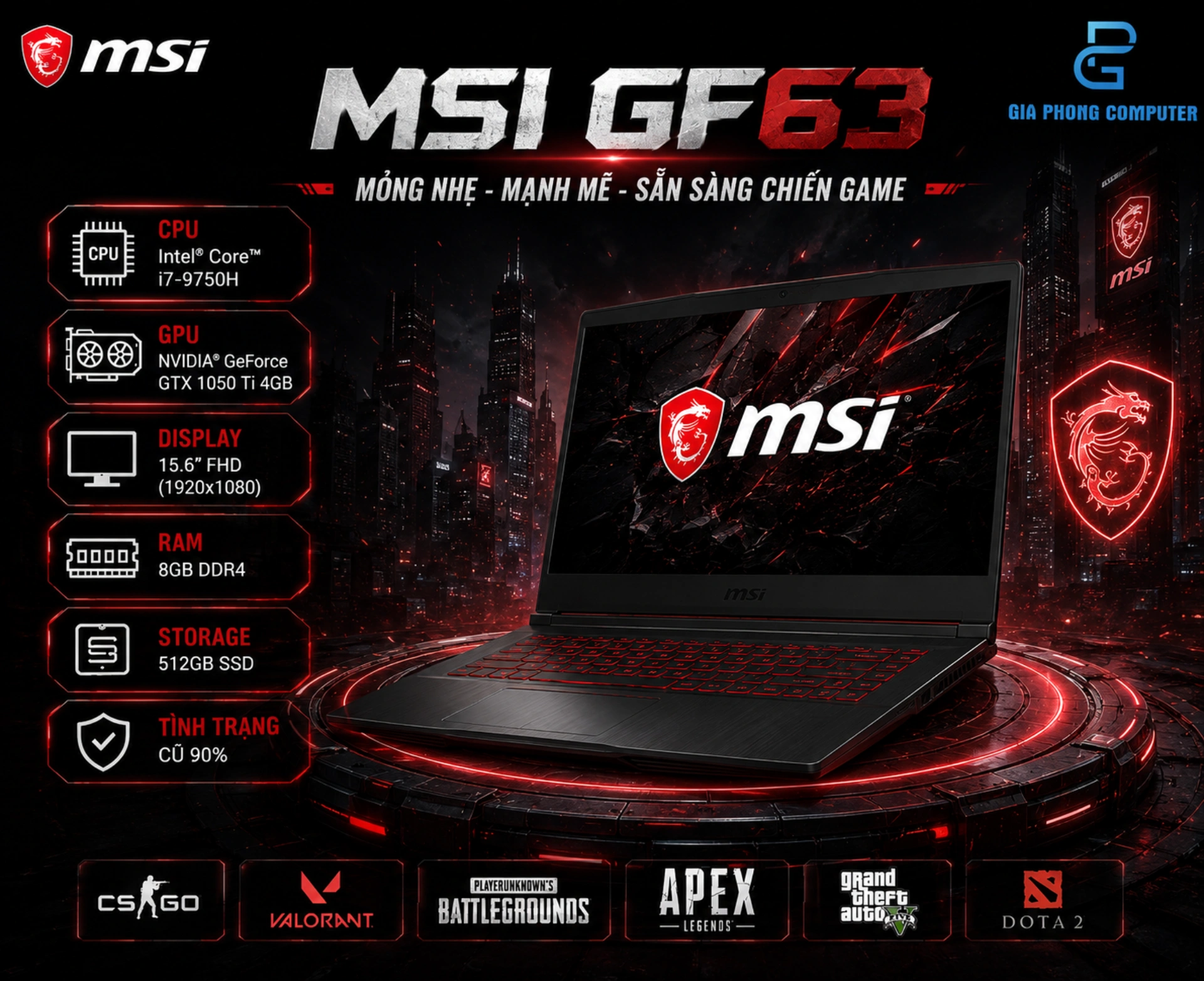 Laptop MSI GF63 cũ
