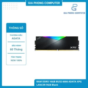 RAM DDR5 16GB BUSS 6000 ADATA XPG LANCER RGB BLACK