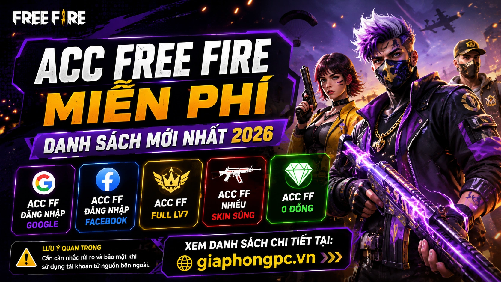 Tổng hợp Acc FF miễn phí mới nhất 2026