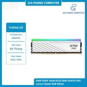 RAM DDR5 16GB BUSS 6000 ADATA XPG Lancer Blade RGB White