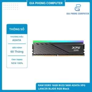 RAM DDR5 16GB BUSS 5600 ADATA XPG LANCER BLADE RGB BLACK