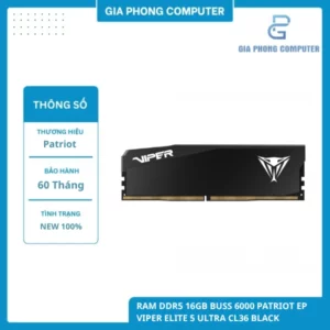 RAM DDR5 16GB BUSS 6000 PATRIOT EP VIPER ELITE 5 ULTRA CL36 BLACK