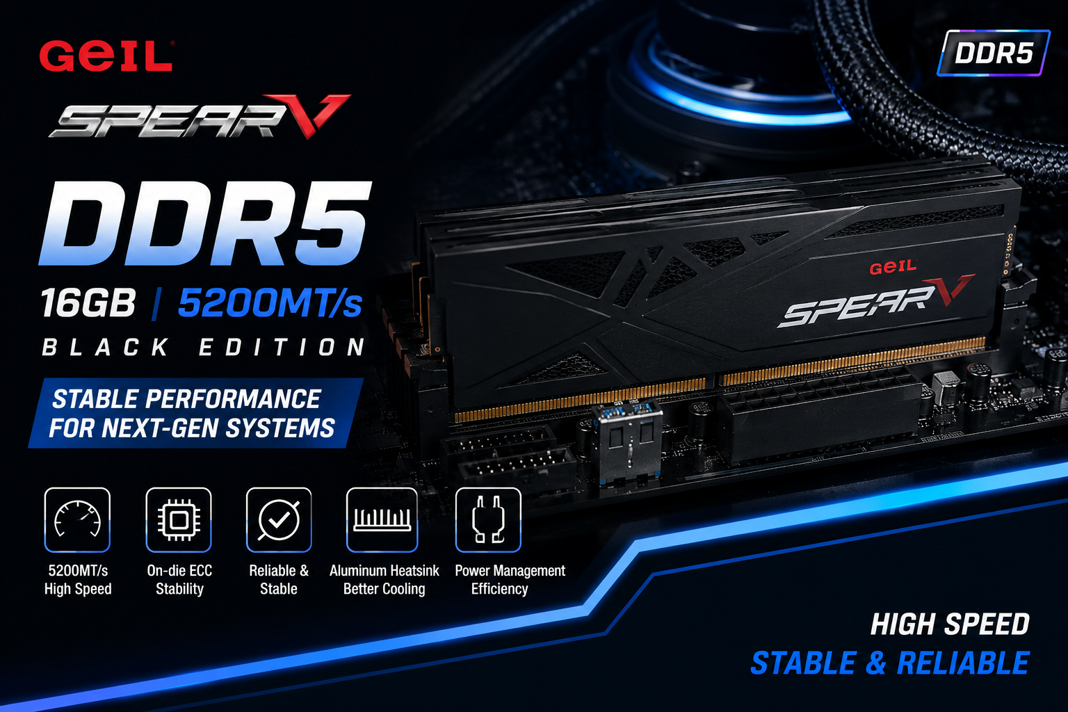 RAM DDR5 16GB BUSS 5200 Geil Spear V Black