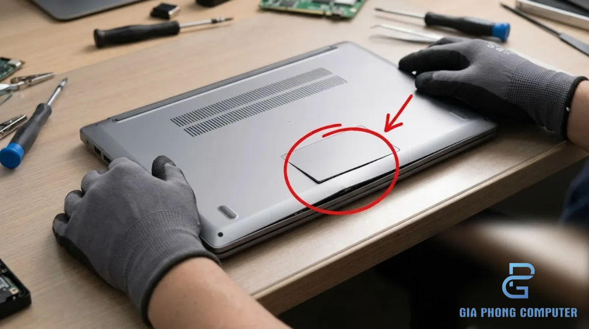 Dấu hiệu pin laptop phồng làm hở vỏ máy và cộm touchpad cần kiểm tra ngay