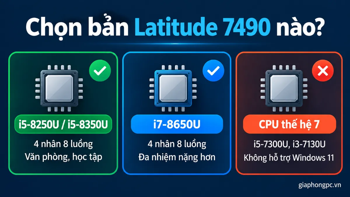 Dell Latitude 7490 nên chọn bản CPU nào: i5-8250U, i5-8350U, i7-8650U