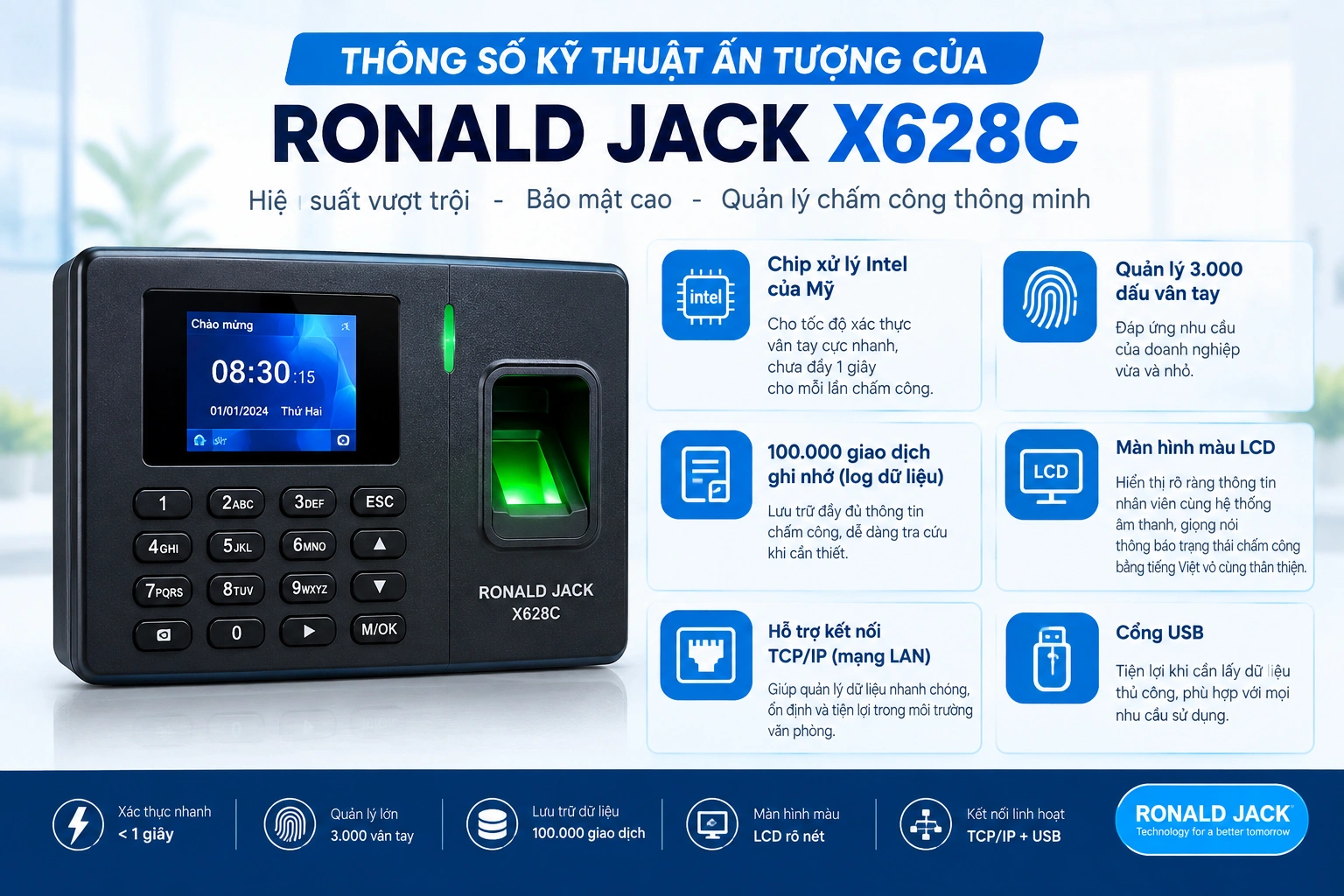 Download Phần Mềm Máy Chấm Công Ronald Jack X628C