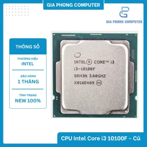 CPU Intel Core I3 10100F Cũ | LGA1200, Turbo 4.30 GHz, 4C/8T, 6MB