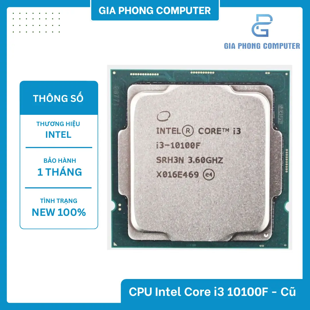 CPU Intel Core I3 10100F Cũ | LGA1200, Turbo 4.30 GHz, 4C/8T, 6MB