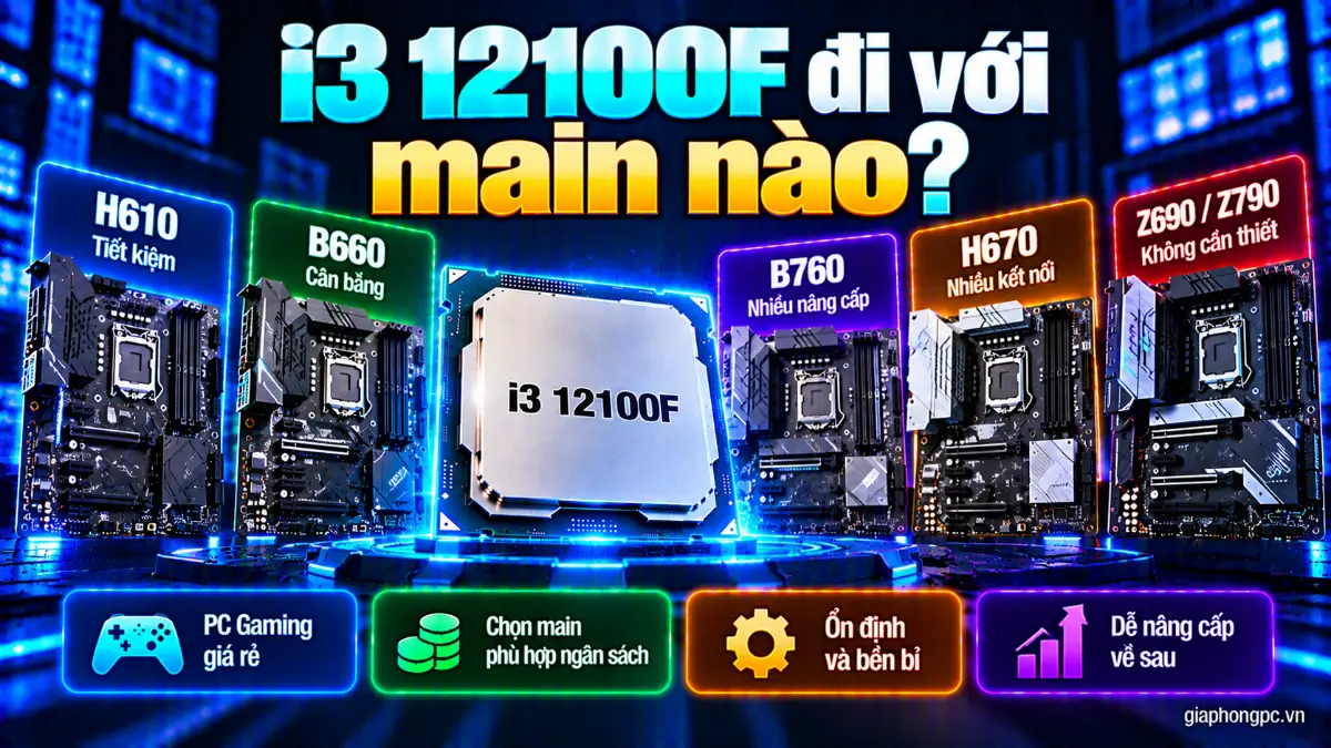 i3 12100F đi với main nào và nên chọn H610 B660 B760
