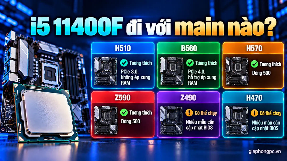 i5 11400F đi với main nào và chipset tương thích