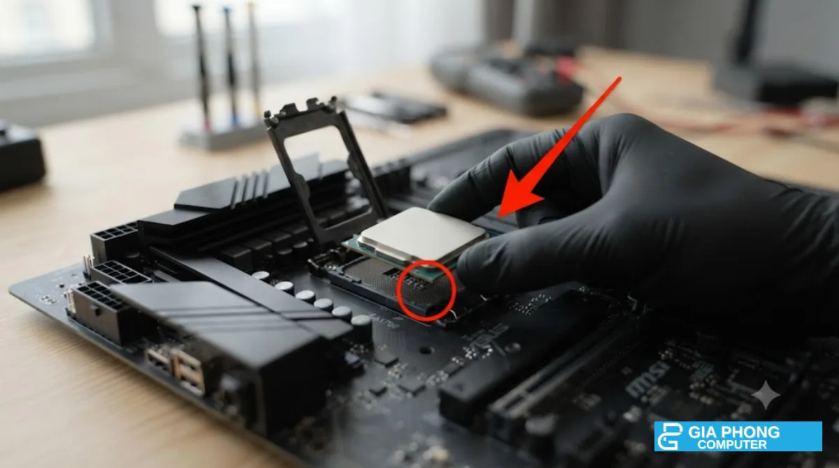 i5 13400F đi với main nào - lắp CPU vào socket LGA1700