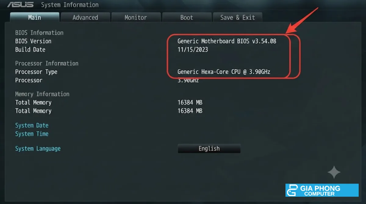 Kiểm tra phiên bản BIOS mainboard