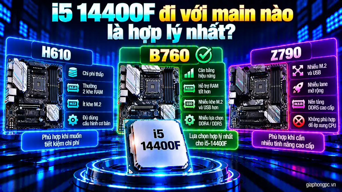 i5 14400F đi với main nào là hợp lý nhất H610 B760 Z790