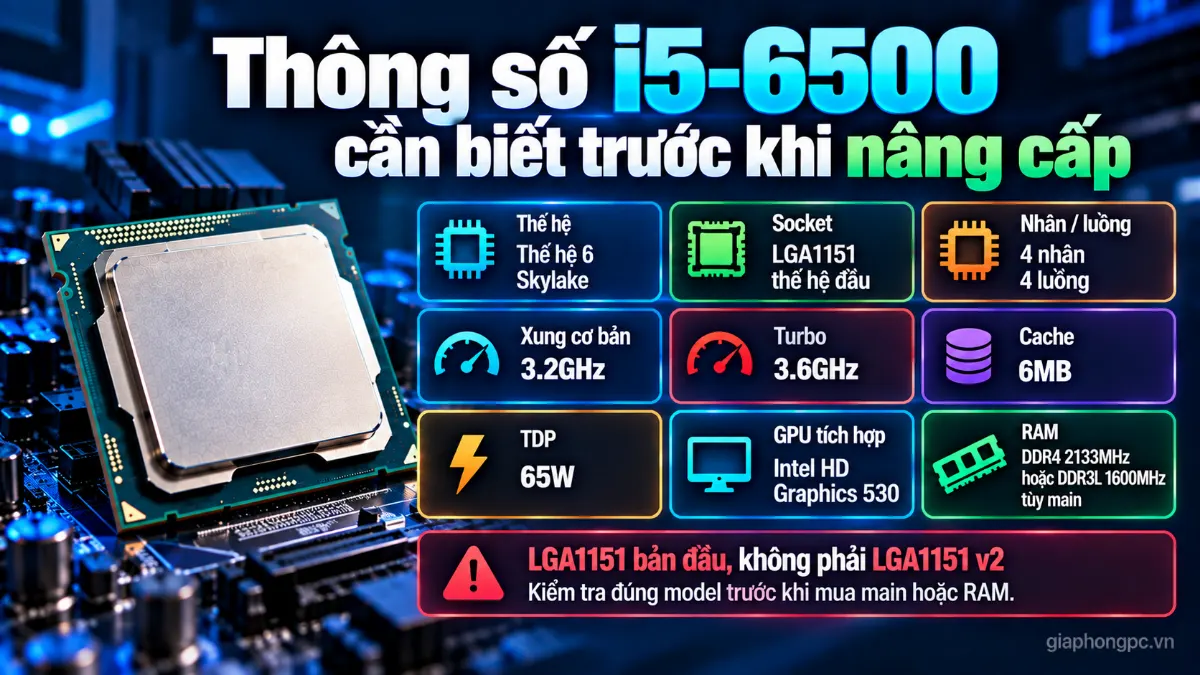 i5 6500 chạy main gì và các chipset tương thích